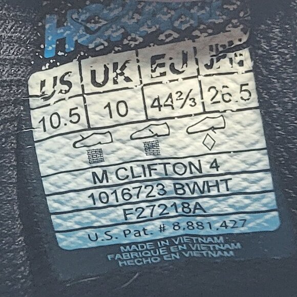 Hoka One One Clifton 4 Mens 10.5 Black White Athletic Shoes Running Walking - Picture 7 of 13